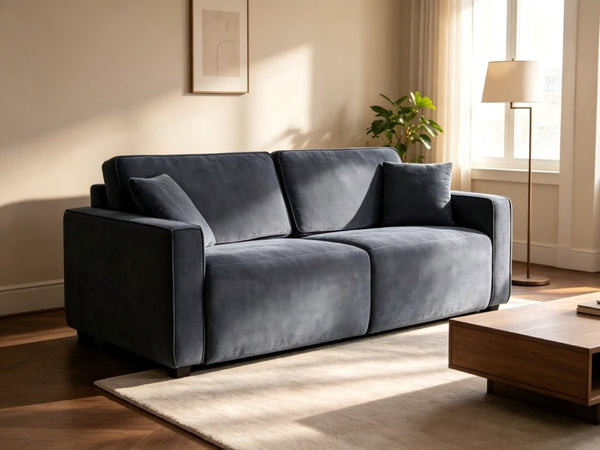 English Elm 2 Seater Chenille Sleeper Loveseat Convertible Deep Seat Couch for Small Spaces B347P556366