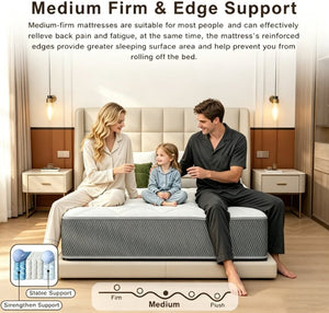 English Elm Full Size 12 Inch Hybrid Mattress Pocket Coil Memory Foam Cushioned Sleep Support B347P558344