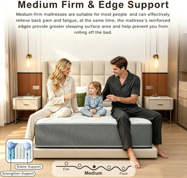 English Elm Full Size 12 Inch Hybrid Mattress Pocket Coil Memory Foam Cushioned Sleep Support B347P558344