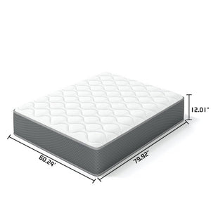 English Elm Queen Hybrid Mattress 12 Inch Pocket Coil Memory Foam Cushioning for Restful Sleep White+Gray Queen B347P558353