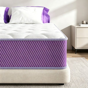 English Elm Full Size Hybrid Mattress with Pocket Coils and Memory Foam Sleep in a Box White+Purple B347P558361