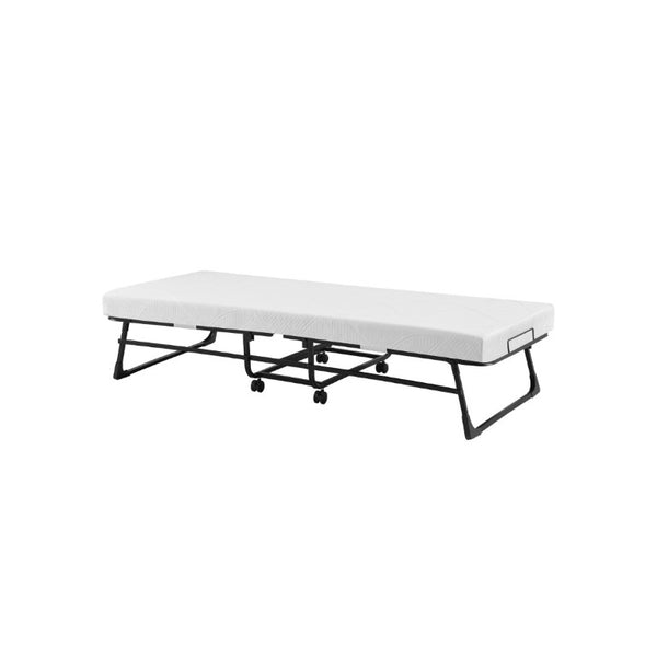 English Elm Folding Rollaway Twin Guest Bed with Steel Frame and Compact Storable Design B347P558394