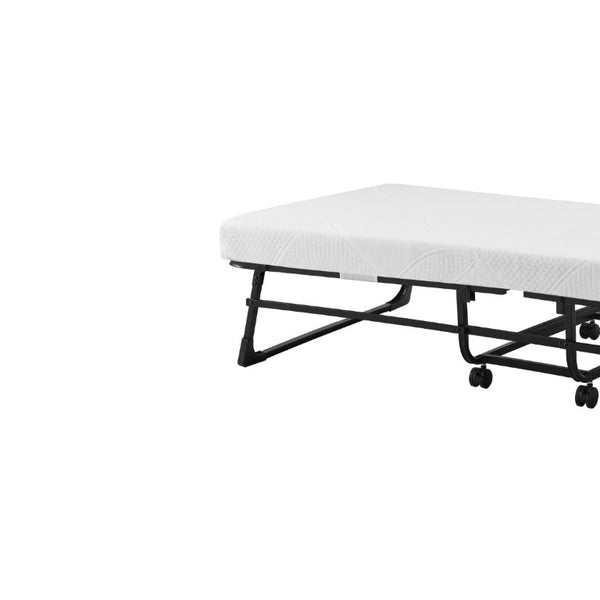 English Elm Folding Rollaway Twin Guest Bed with Steel Frame and Compact Storable Design B347P558394