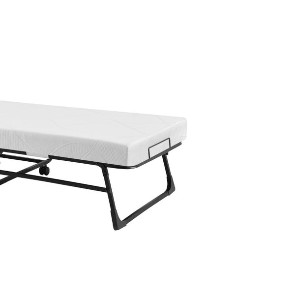 English Elm Folding Rollaway Twin Guest Bed with Steel Frame and Compact Storable Design B347P558394