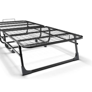 English Elm Folding Rollaway Twin Guest Bed with Steel Frame and Compact Storable Design B347P558394