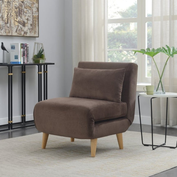 English Elm 2-In-1 Convertible Chair Bed Mid Century Hardwood Frame Upholstered Lounge for Small Spaces B347P558405
