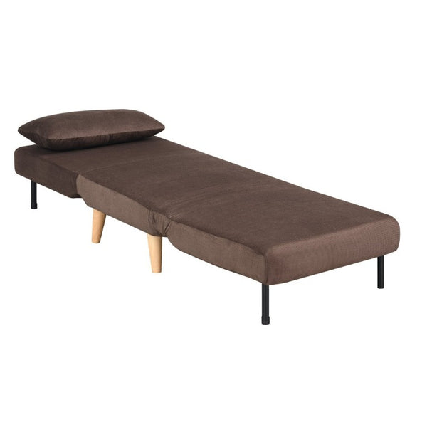 English Elm 2-In-1 Convertible Chair Bed Mid Century Hardwood Frame Upholstered Lounge for Small Spaces B347P558405