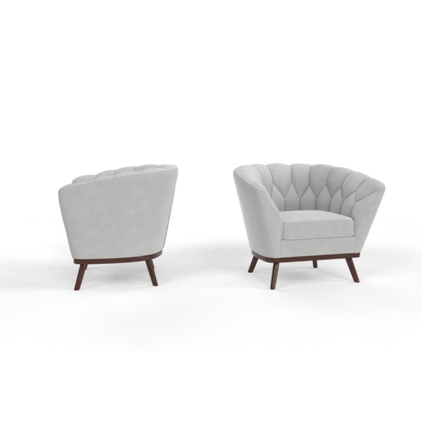 English Elm Oscar Channel Tufted Barrel Accent Chair Velvet Fabric for Living Room Nook B347P558513