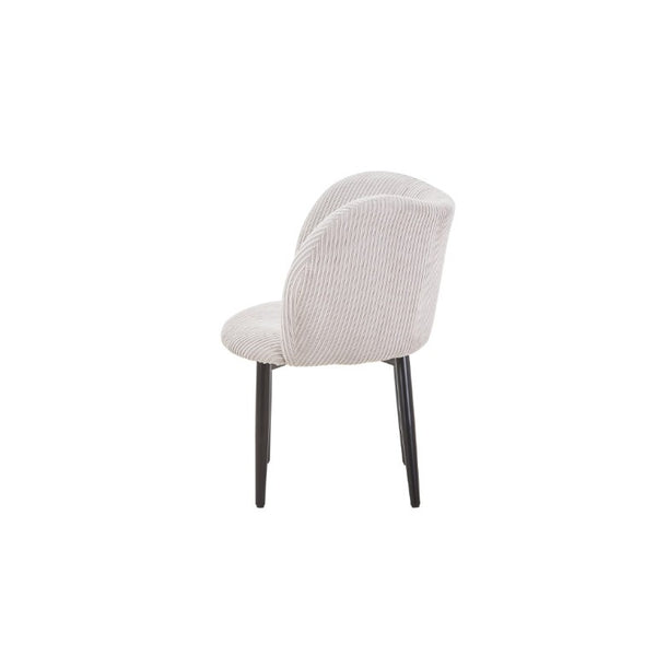 English Elm Mid-Century Corduroy Ribbed Upholstered Dining Chair Set with Curved Padded Back in Grey B347P558558