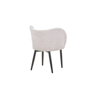 English Elm Mid-Century Corduroy Ribbed Upholstered Dining Chair Set with Curved Padded Back in Grey B347P558558