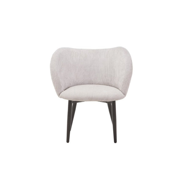 English Elm Mid-Century Corduroy Ribbed Upholstered Dining Chair Set with Curved Padded Back in Grey B347P558558