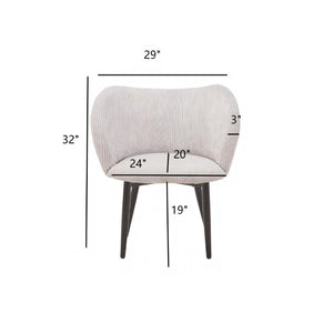 English Elm Mid-Century Corduroy Ribbed Upholstered Dining Chair Set with Curved Padded Back in Grey B347P558558