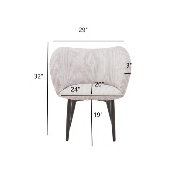 English Elm Mid-Century Corduroy Ribbed Upholstered Dining Chair Set with Curved Padded Back in Grey B347P558558