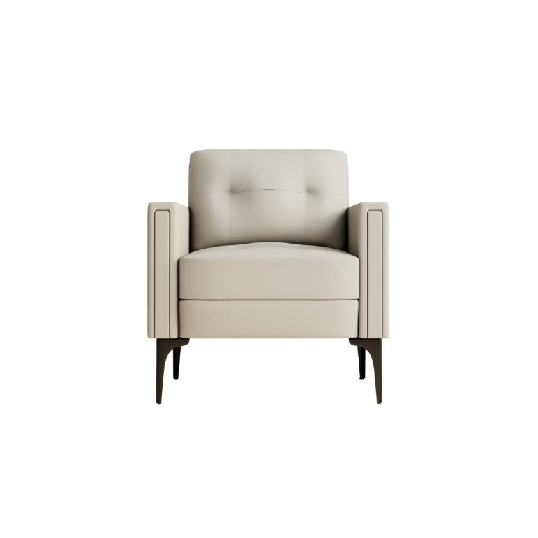 English Elm Contemporary Arm Chair with Polyurethane Upholstery Coil Support and Tailored Stitched Seams Beige B347P562713