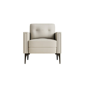 English Elm Contemporary Arm Chair with Polyurethane Upholstery Coil Support and Tailored Stitched Seams Beige B347P562713