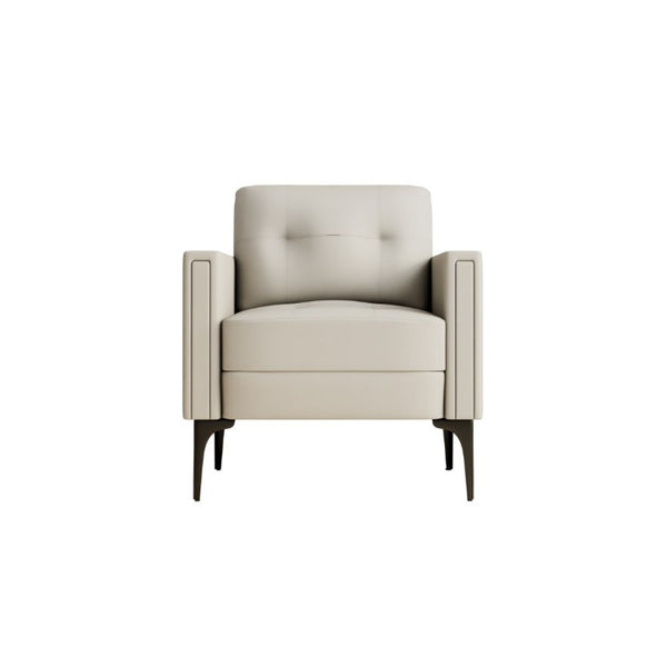 English Elm Contemporary Arm Chair with Polyurethane Upholstery Coil Support and Tailored Stitched Seams Beige B347P562713