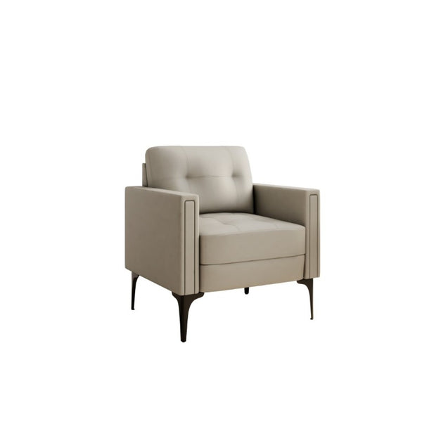 English Elm Contemporary Arm Chair with Polyurethane Upholstery Coil Support and Tailored Stitched Seams Beige B347P562713