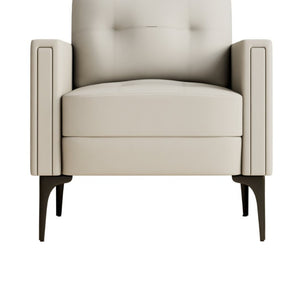 English Elm Contemporary Arm Chair with Polyurethane Upholstery Coil Support and Tailored Stitched Seams Beige B347P562713