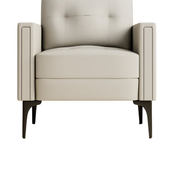 English Elm Contemporary Arm Chair with Polyurethane Upholstery Coil Support and Tailored Stitched Seams Beige B347P562713