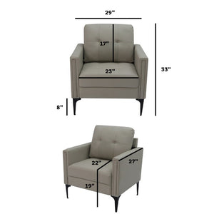 English Elm Contemporary Arm Chair with Polyurethane Upholstery Coil Support and Tailored Stitched Seams Beige B347P562713