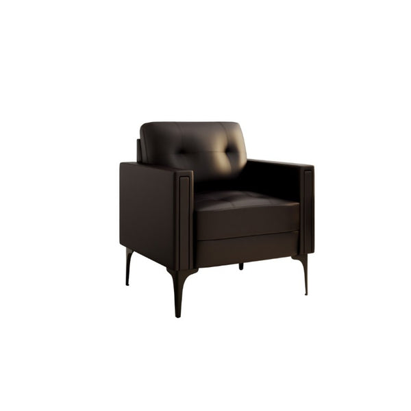 English Elm Contemporary Arm Chair with Polyurethane Upholstery Coil Support and Tailored Stitched Seams Brown B347P562725