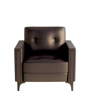 English Elm Contemporary Arm Chair with Polyurethane Upholstery Coil Support and Tailored Stitched Seams Brown B347P562725