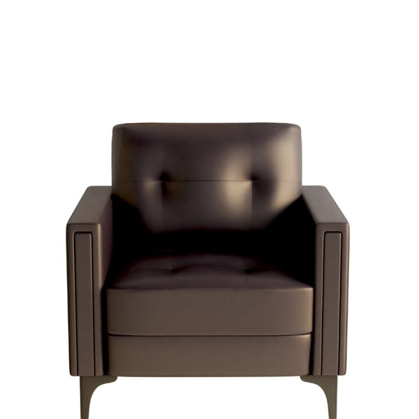 English Elm Contemporary Arm Chair with Polyurethane Upholstery Coil Support and Tailored Stitched Seams Brown B347P562725