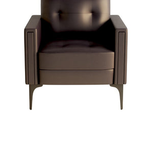 English Elm Contemporary Arm Chair with Polyurethane Upholstery Coil Support and Tailored Stitched Seams Brown B347P562725