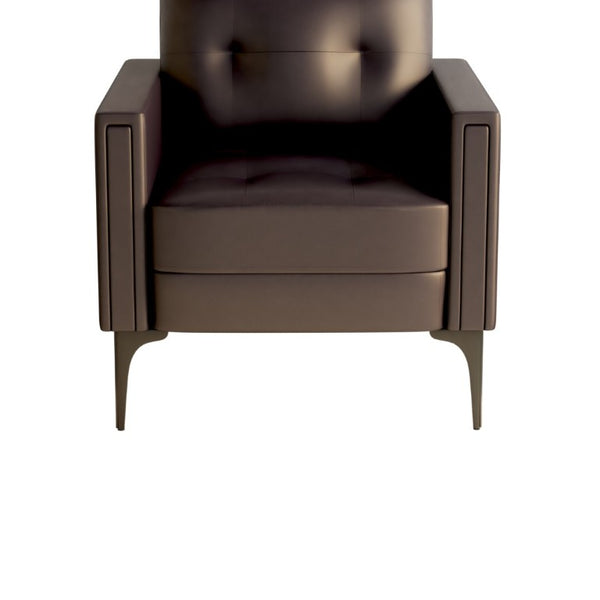 English Elm Contemporary Arm Chair with Polyurethane Upholstery Coil Support and Tailored Stitched Seams Brown B347P562725
