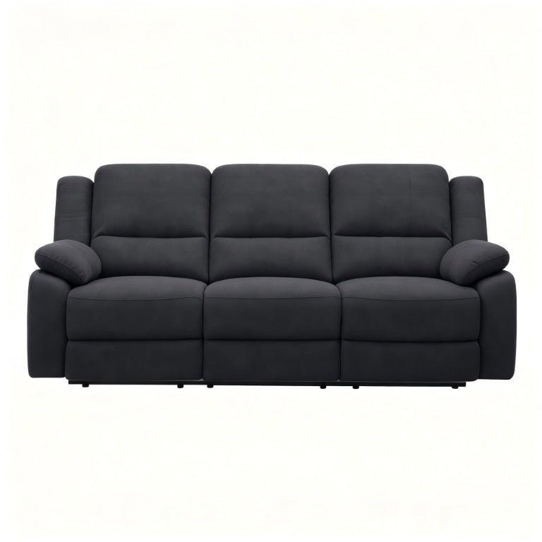English Elm 3-Seat Reclining Sofa Plush Microfiber Couch for Family Room Home Theater B347P567374