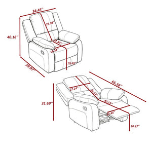English Elm Reclining Microfiber Chair Pillow Top Armrests Tailored Design for Home Theater B347P567419