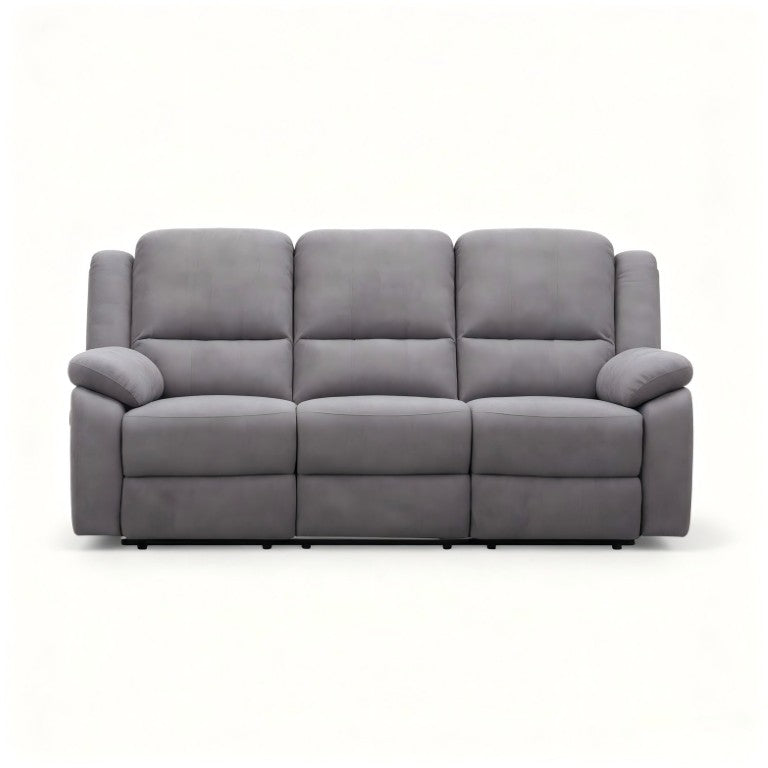 English Elm 3-Seat Reclining Sofa Microfiber Upholstered Couch for Family Room Home Theater B347P567421