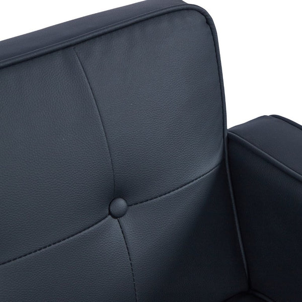 English Elm 68.11 Inch Button-Tufted PU Leather Futon Sofa Sleeper with Split-Back Reclining Design Matte B347P569012