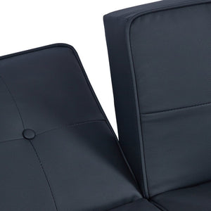 English Elm 68.11 Inch Button-Tufted PU Leather Futon Sofa Sleeper with Split-Back Reclining Design Matte B347P569012
