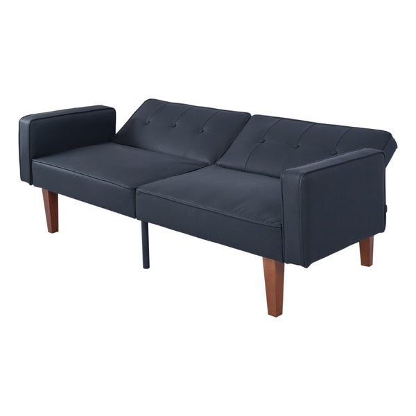 English Elm 68.11 Inch Button-Tufted PU Leather Futon Sofa Sleeper with Split-Back Reclining Design Matte B347P569012