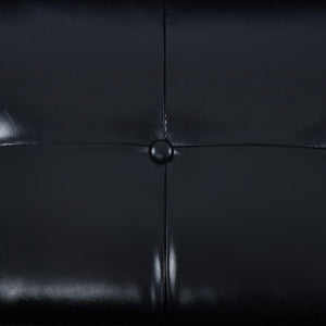 English Elm 68.11 Inch Button-Tufted PU Leather Futon Sofa Sleeper with Split-Back Reclining Design Glossy B347P569016