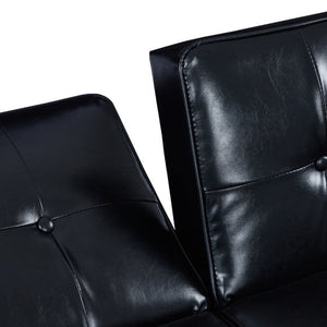 English Elm 68.11 Inch Button-Tufted PU Leather Futon Sofa Sleeper with Split-Back Reclining Design Glossy B347P569016
