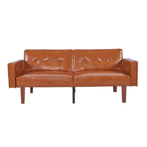 English Elm 68.11 Inch Split Back PU Leather Futon Sleeper Sofa for Office or Living Room B347P569022