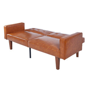 English Elm 68.11 Inch Split Back PU Leather Futon Sleeper Sofa for Office or Living Room B347P569022