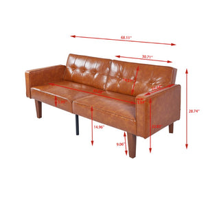 English Elm 68.11 Inch Split Back PU Leather Futon Sleeper Sofa for Office or Living Room B347P569022