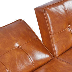 English Elm 68.11 Inch Split Back PU Leather Futon Sleeper Sofa for Office or Living Room B347P569022