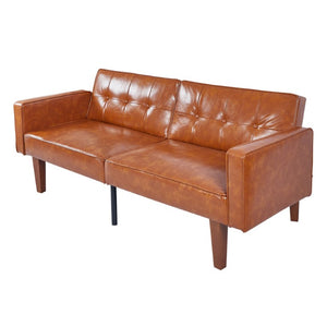 English Elm 68.11 Inch Split Back PU Leather Futon Sleeper Sofa for Office or Living Room B347P569022