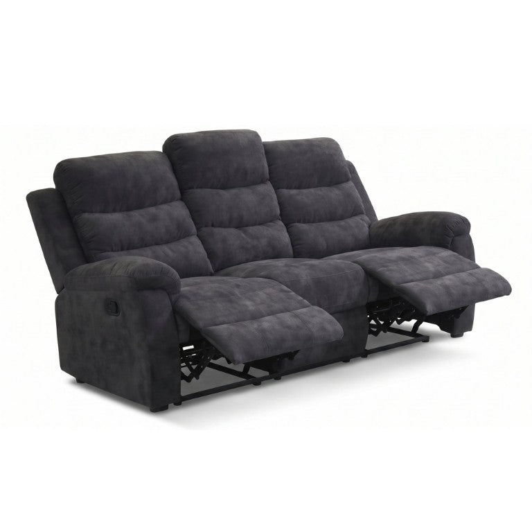 English Elm 80 Inch Channel Tufted Three Seat Reclining Sofa with High Resilience Foam Seating B347P590791
