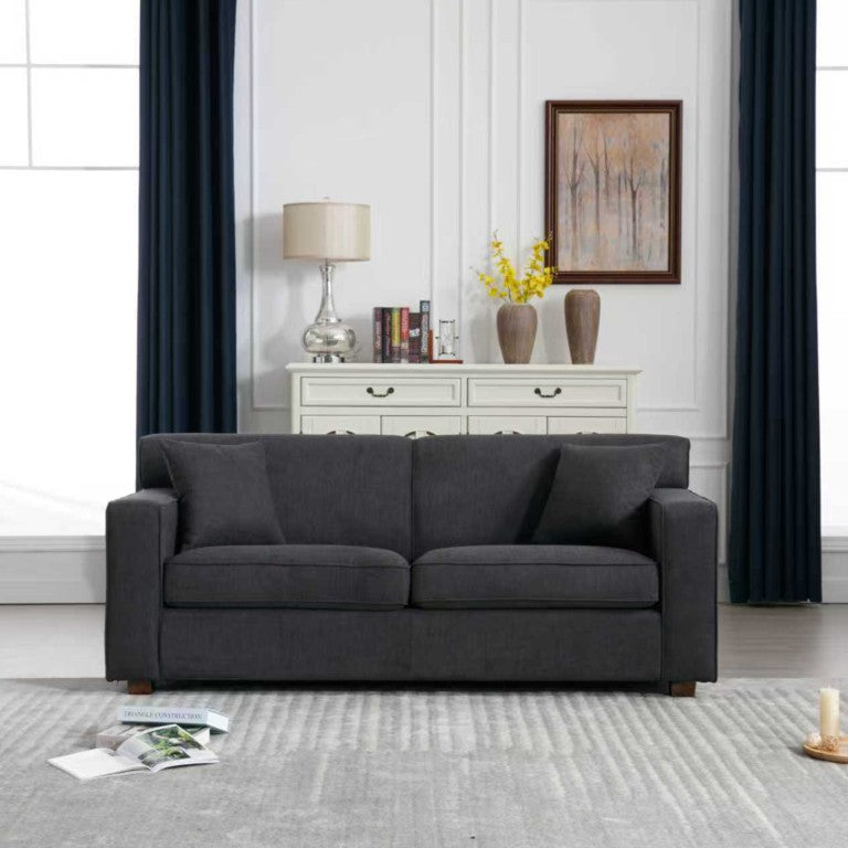 English Elm Convertible Loveseat Sofa with Pull Out Full Bed Gray Fabric for Studio Apartments B347P595498