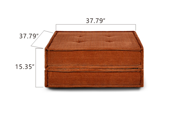 English Elm Multi‑functional Corduroy Square Ottoman Tufted Footrest Seating for Living Room Nooks B347P595548