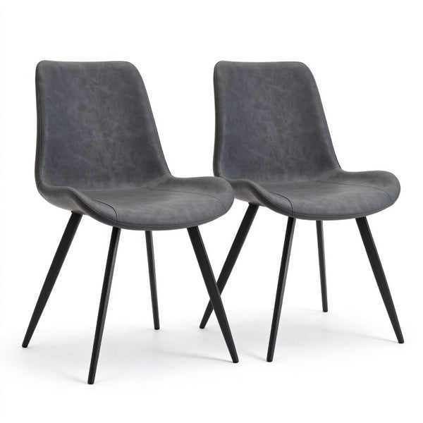 English Elm Modern PVC Upholstered Armless Dining Chairs Ergonomic Curved Back Kitchen Seating Dark Gray Set of 2 B347P612996