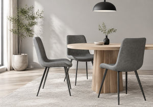 English Elm Modern PVC Upholstered Armless Dining Chairs Ergonomic Curved Back Kitchen Seating Dark Gray Set of 2 B347P612996