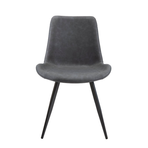 English Elm Modern PVC Upholstered Armless Dining Chairs Ergonomic Curved Back Kitchen Seating Dark Gray Set of 2 B347P612996