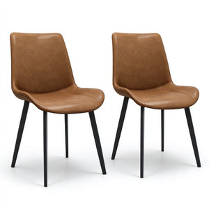 English Elm Modern PVC Upholstered Armless Dining Chairs Ergonomic Curved Back Kitchen Seating Brown Set of 2 - A B347P613000