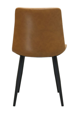 English Elm Modern PVC Upholstered Armless Dining Chairs Ergonomic Curved Back Kitchen Seating Brown Set of 2 - A B347P613000